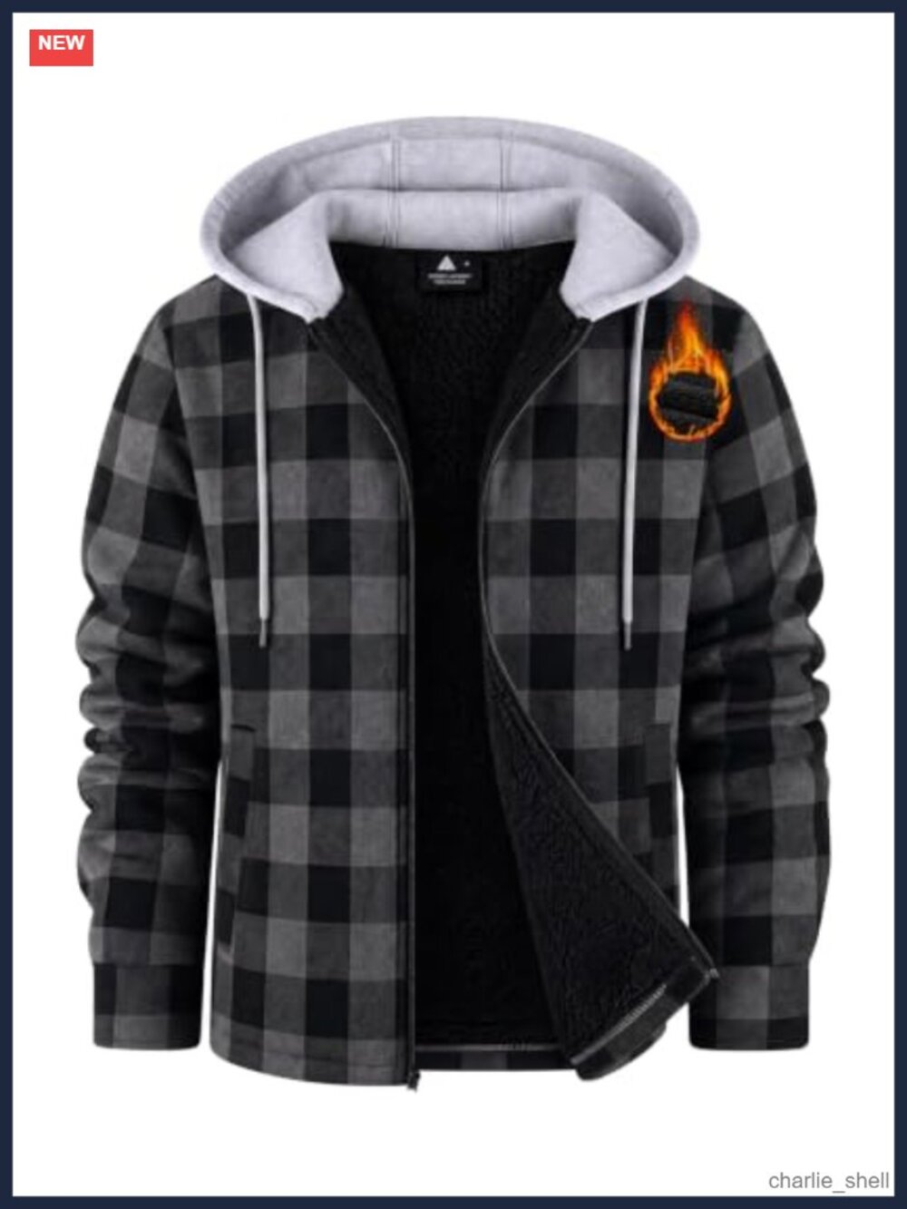 Sherpa Fleece Lined Plaid Flannel Hoodie Jacket Full-Zip